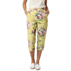 Ralph Lauren Yellow Floral Capris Cropped Pants Size 4